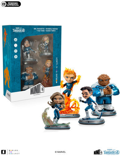 (PRE-ORDER 9/4/25) MiniCo Fantastic Four Metallic First Steps 4 Pack (Large Item, Statue, Collectible,) | -T Vinyl Record